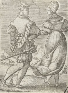 Dancing couple, seen from the back, Cornelis Bos, Anonymous, c. 1537 - c. 1555