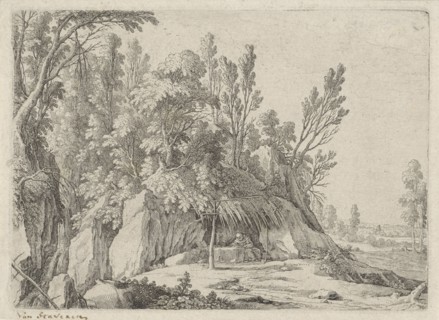 Hermit before a cave, Gillis van Scheyndel I, 1631-1656
