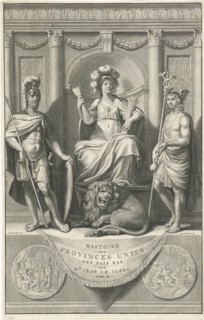 Dutch Virgin flanked by Mars and Mercury, print maker: Johannes Willemsz. Munnickhuysen, Gerard de