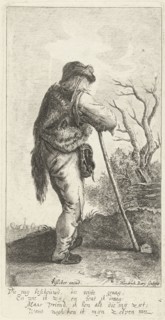Man leaning on a stick, Hendrik Bary, Nicolaes Visscher (I), 1657 - 1679