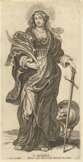Saint Agnes with lamb and sword, Pieter de Bailliu (I), 1623 - 1660