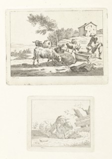 Two scenes with sheep and shepherd, Jan Matthias Cok, 1735 - 1771