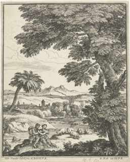 Affectionate couple, Adriaen van der Kabel, 1648-1705