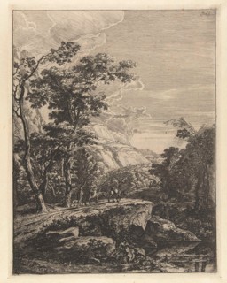 Landscape with woman riding a mule along the Aqua Negro between Bologna and Florence, Jan Both,