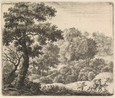 Two riders on a forest path, Anthonie Waterloo, Reinier & Josua Ottens, Josua & Reinier II Ottens,