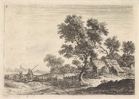 Farmers on a hill, Anthonie Waterloo, 1630 - 1663