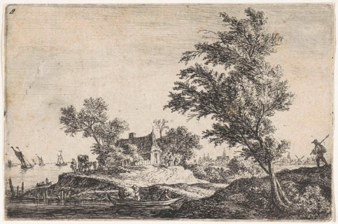 House on the waterfront, Anthonie Waterloo, 1630 - 1663