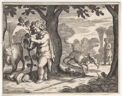 Bacchus and Ampelus, Pieter Serwouters, Jacob Matham, 1616 - 1657
