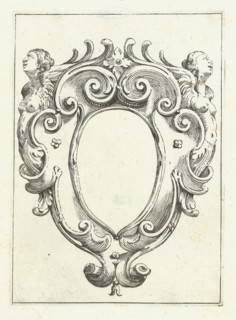 Cartouche with two winged women, Agostino Mitelli, Anonymous, Anonymous, after 1619 - before 1642