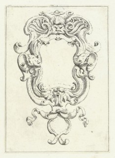 Cartouche with two masks, Agostino Mitelli, Anonymous, Anonymous, after 1619 - before 1642