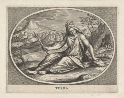 Female personification of earth element wall with crown and scepter, Cornelis van Dalen II, 1648 -