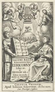 Female writes and draws inspiration from muses while angels playing musical instruments, Cornelis