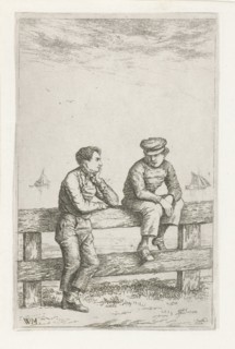 Two boys on a fence, Christiaan Wilhelmus Moorrees, 1811 - 1867