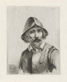 Man wearing armour and a helmet. print maker: Christiaan Wilhelmus Moorrees, 1811 - 1867