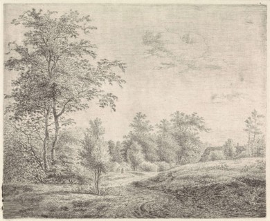 Wooded landscape with winding road, Pieter Janson, 1780-1851