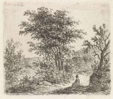 Wooded Landscape with seated figure, Johannes Christiaan Janson, 1778 - 1823