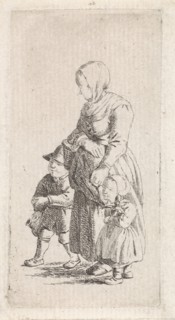Woman with two children, print maker: Johannes Christiaan Janson