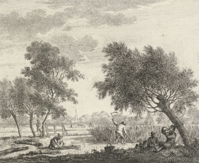 Landscape with corn harvest, Johannes Janson, 1783