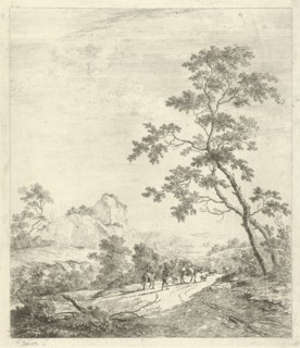 Mountainous landscape with shepherd and shepherdess, print maker: Johannes Janson, 1761 - 1784