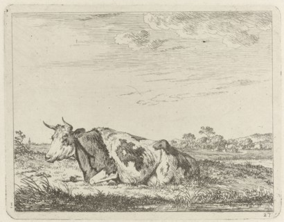 Landscape with reclining cow, Johannes Janson, 1761-1784