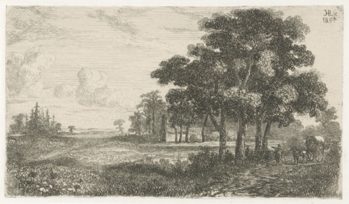 Wooded Landscape with Carriage, Hermanus Jan Hendrik van Rijkelijkhuysen, 1857