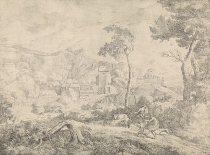 Three shepherds in a storm, Johannes Gottlieb Glauber, 1666 - 1703