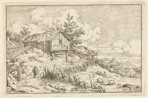 Hiker at dilapidated fence, Allaert van Everdingen, 1631-1675