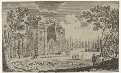 Park view with fountain, Anna Maria de Koker, 1640 - 1698