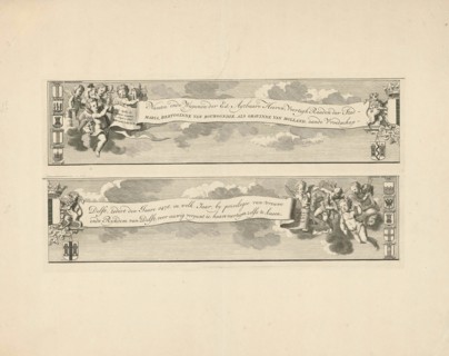 Coat of arms Delft, flanked by putti, Hendrik de Leth, 1738