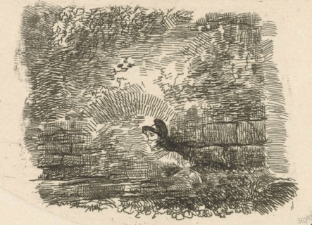 Wall and the face of a man, print maker: Johannes Mock, 1810 - 1884