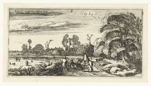 Horseman and walkers on a road near Lisse, The Netherlands, Esaias van de Velde, 1615 - 1616