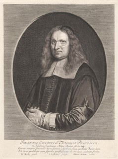 Portrait of Johannes Cocceius with gloves, Jonas Suyderhoef, Johannes de Ram, 1668 - 1693