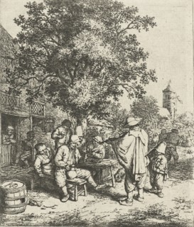 Violin Player and a young winch turner, Adriaen van Ostade, 1654 - 1656