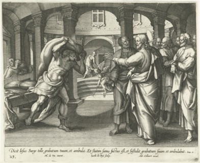 Healing of the man at the pool of Bethesda, Jacques de Bie, Adriaen Collaert, 1598 - 1618