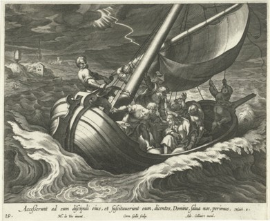 Storm on the Sea of Galilee, Cornelis Galle (I), Adriaen Collaert, 1598 - 1618