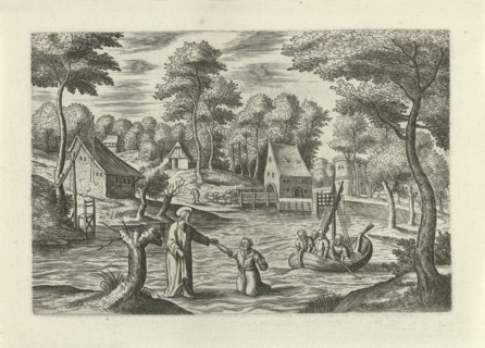 Landscape with Christ walking on the water, Julius Goltzius, Hans Bol, J. Janssonius, c. 1560 -