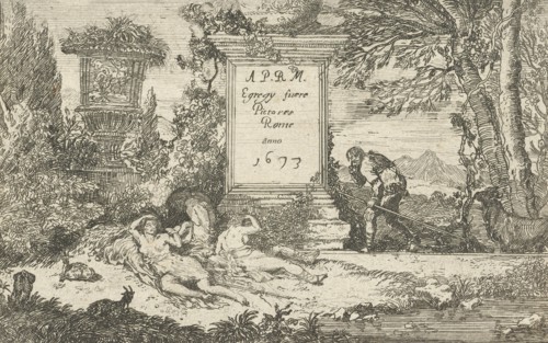 Sleeping shepherdesses, print maker: unknown, Adriaen van der Kabel, 1673