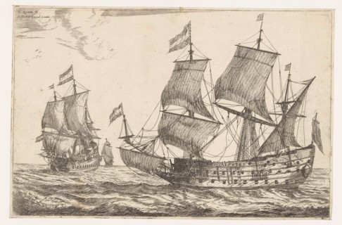 Two large warships, Reinier Nooms, 1650 - 1675