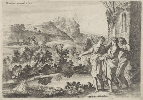 Tobias, Tobit and the Angel, Moyses van Wtenbrouck, Hendrick Hondius (I), 1620