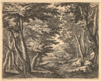 Landscape with three men in a clearing in the forest, Adriaen Frans Boudewyns, Martinus van den