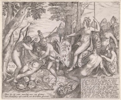 Allegorical cartoon which the personifications of Truth and Time reveal the nest where the pope