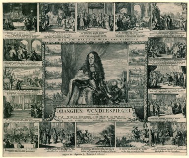Orange Miracle Mirror, life and deeds of Prince William III, 1675, portrait of William III, Prince