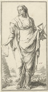 Personification of architecture, print maker: Arnold Houbraken, Leonard Schenk, 1710 - 1719