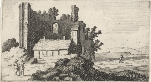 Chapel in ruins, print maker: Gillis van Scheyndel I, Antoine Perelle possibly, 1605 - 1653