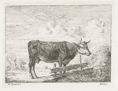 Cow standing by a fence, Jacobus Cornelis Gaal, 1850