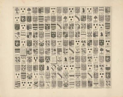 Weapon card with arms and names of the Heren Veertigen van Delft, print maker: Hendrik de Leth,