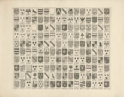 Weapon card with weapons and Gentlemen of the names of forty Delft, 2, Hendrik de Leth, 1738