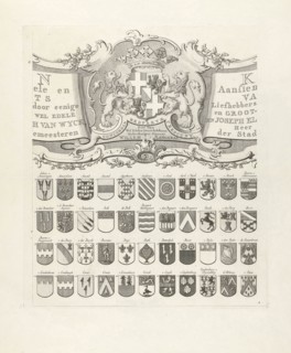 Top center leaf of a set of nine prints, all with weapons of ancient lineages from Utrecht, The