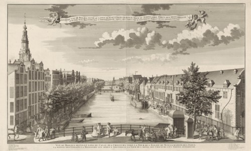 Bosjessluys on the Kolveniersdoelen Amsterdam, The Netherlands, In the air four geniuses into the