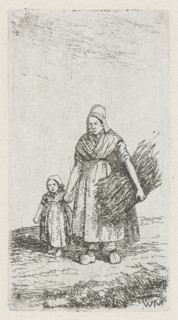 Woman holding a child's hand, Christiaan Wilhelmus Moorrees, 1811 - 1867